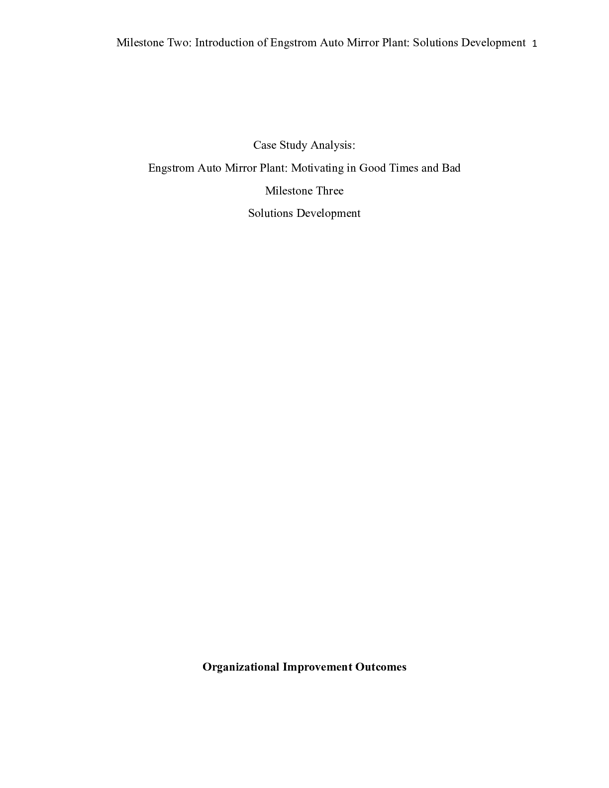 Preview image for MilestoneThree Engstrom|    Case Study Analysis:  Engstrom Auto Mirror Plant: Motivati